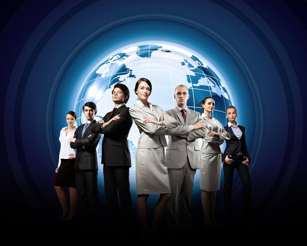Group of successful confident businesspeople. Globalization concept